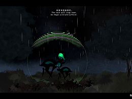 鹿媽媽和小鹿  。It is a rainy day