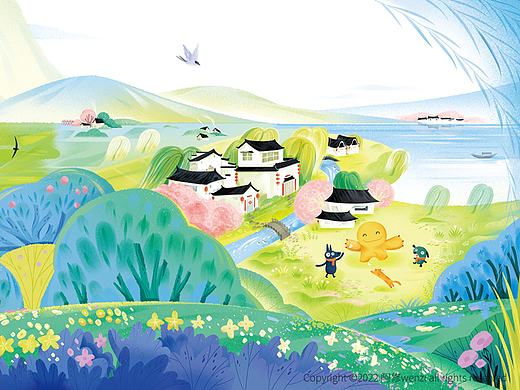 儿童文学作品封面《美丽的村庄》《草原与沙漠》