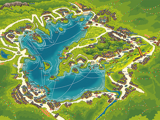 互联网结合地图实现智慧文旅手绘地图制作及电子导览图