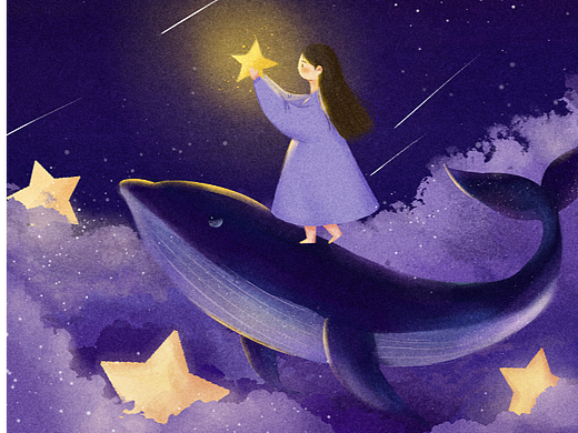 治愈系插画|紫色的梦19