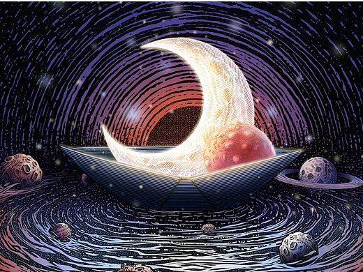 手绘插画：静夜思