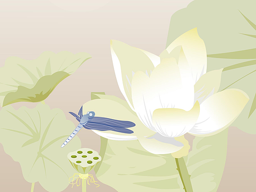 二十四节气小暑 | 国风矢量插画淡雅风格