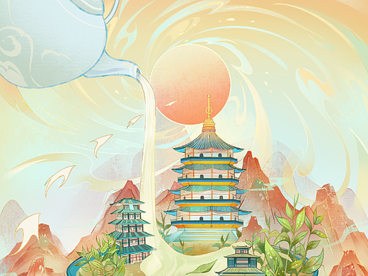 长河落日(商业插画)