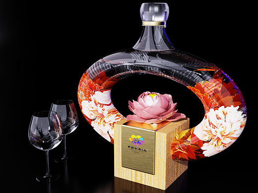 菏泽牡丹瓷酒瓶