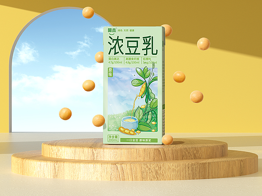 绿色 天然 健康 開鑫浓豆乳包装设计——站酷