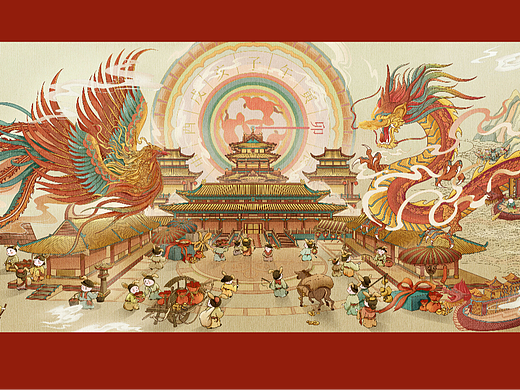 故宫卯兔上河图 | 兔年春节长卷·龙凤新年贺图