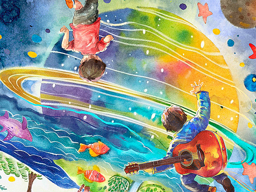 与星星对画