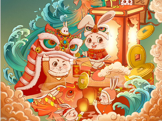 兔年国风插画
