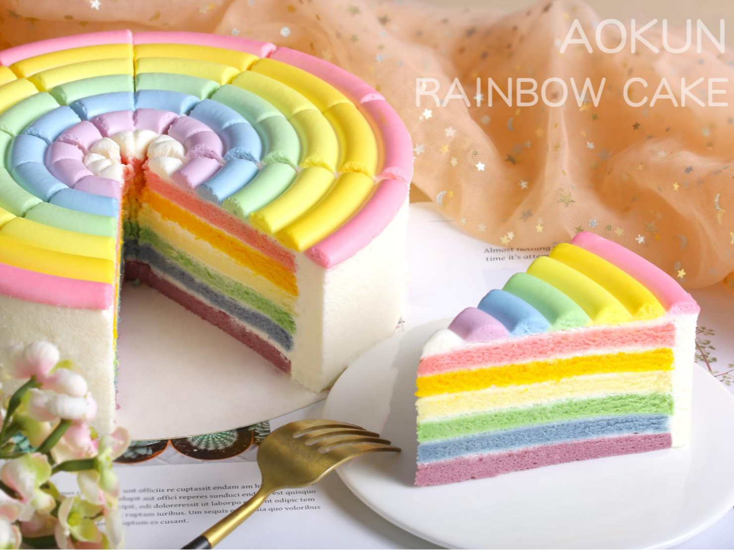 彩虹蛋糕卷怎么做_彩虹蛋糕卷的做法视频_莫然美丽_豆果美食