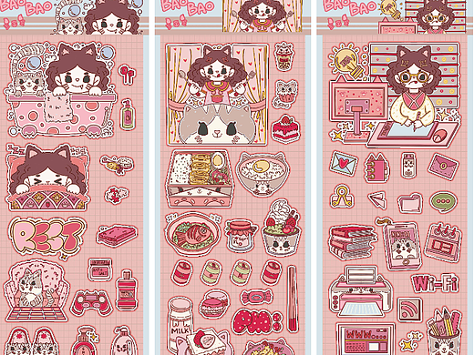 原创故卡贴纸 包包日常系列（个人主页-ZNjY3NTAyMzI=） - 图案 - 站酷设计师宫少舟原创素材 - 站酷ZCOOL