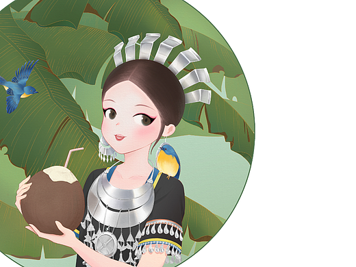 黎族少女(商业插画)