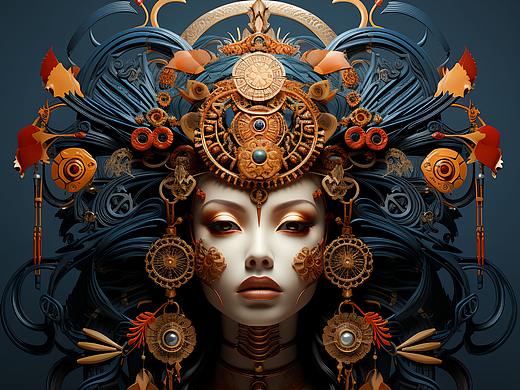 金属狂潮与国潮的碰撞【AI绘画】