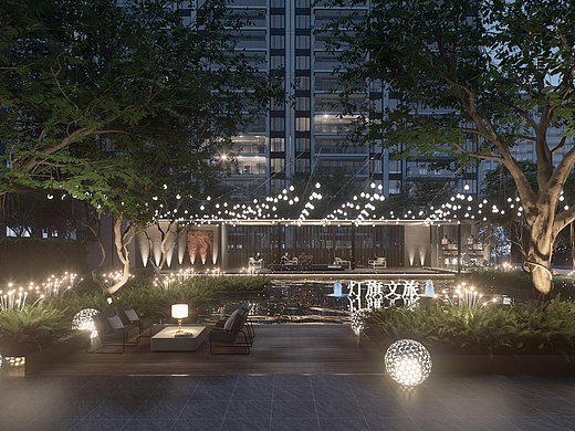 户外景观灯光渲染