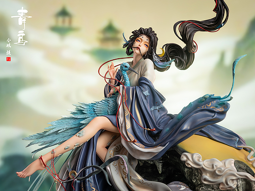国风醉美人《青鸟》艺术品雕像