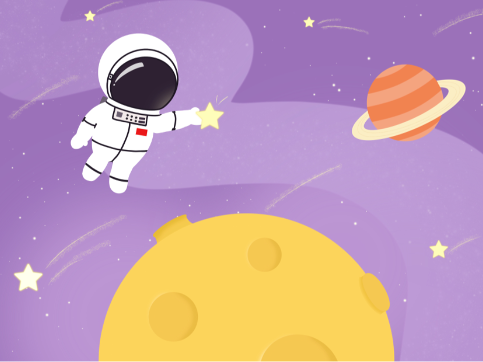 创作加油站#宇航员太空漫步卡通插图_鹿小晞lucy-站酷zcool