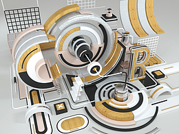 c4d日常练习——几何场景