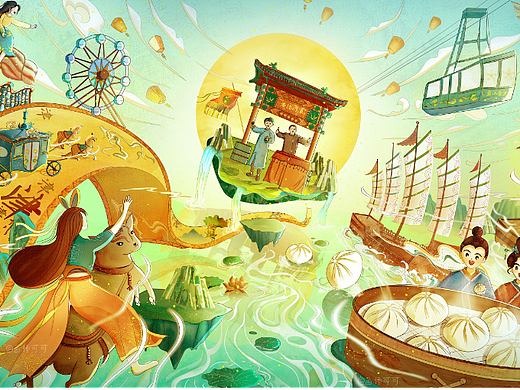 国风城市插画KV | 天津