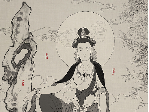 观世音菩萨像，见者德佑！