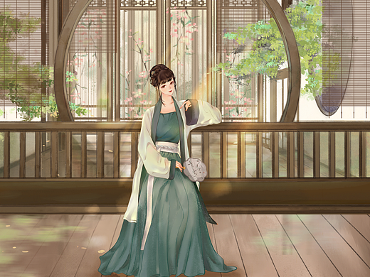 古风水彩人物封面
