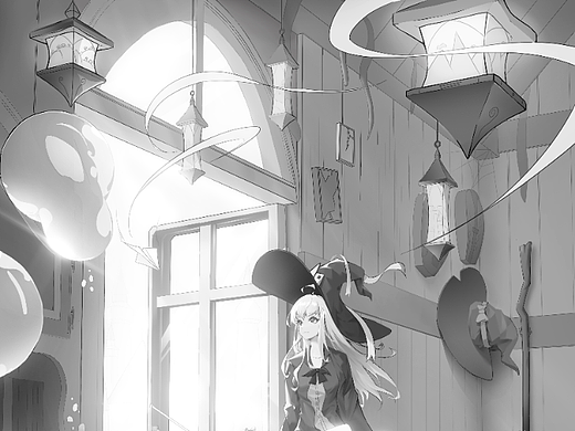 休憩中的魔法少女(素描)(CG美术基础)