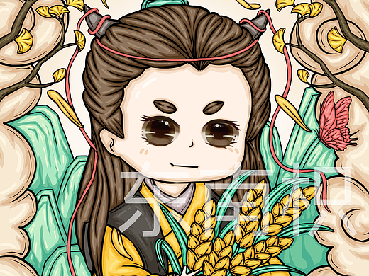 国潮插画《秋分》（个人主页-ZNTUzNDU3OTY=） - 商业插画 - 站酷设计师东南枳原创素材 - 站酷ZCOOL