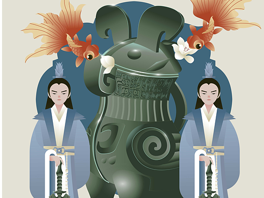 知否风国潮插画青铜器