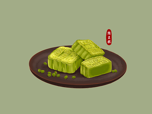 中式手绘点心｜绿豆糕