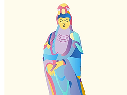 观世音菩萨像矢量插画