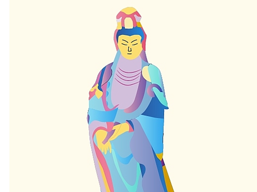 观世音菩萨像矢量插画