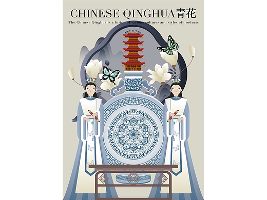 國(guó)潮-知否風(fēng)青花瓷（個(gè)人主頁(yè)-ZNjE1OTgyNjA=） - 商業(yè)插畫 - 站酷設(shè)計(jì)師熊小白熊小白原創(chuàng)素材 - 站酷ZCOOL