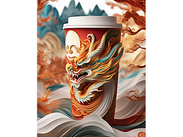 咖啡杯AI剪纸立体效果