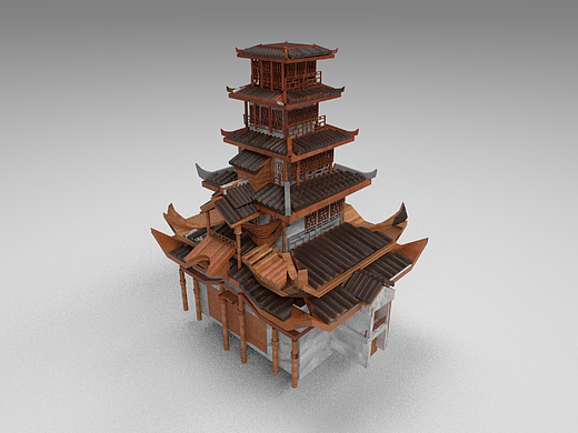 古代酒楼建筑模型