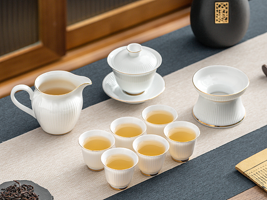 #金边条纹茶具套装