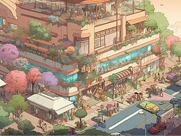 萌生万物---购物中心插画