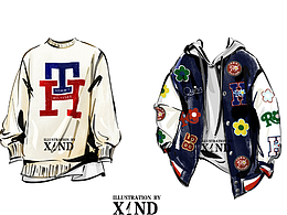 为TOMMY HILFIGER服装品牌绘制的变装时尚插画