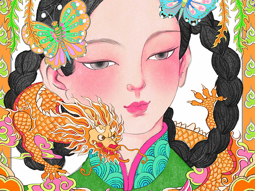 传统年画风插画