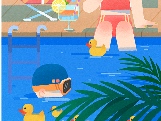 泳池派对（个人主页-ZNjE1MDEwMjA=） - 商业插画 - 站酷设计师隔壁家的公猫原创素材 - 站酷ZCOOL