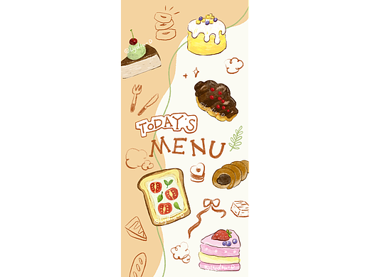 手绘简约壁纸-今日份可爱餐单-食物插画