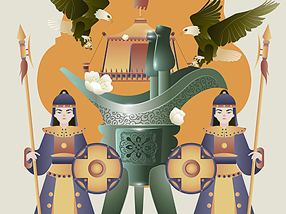 古风青铜器与青花瓷