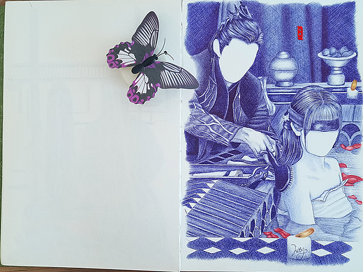 【圆珠笔手绘 《苍兰诀》插画】