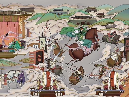 烽烟三国景区武圣殿内壁画