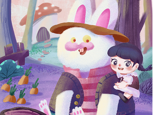 巨兔小女孩（个人主页-ZNjMxMDYwMTY=） - 儿童插画 - 站酷设计师绵羊好闲原创素材 - 站酷ZCOOL