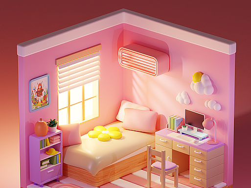 建模练习|blender粉色小屋