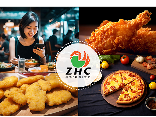LOGO 韩式炸鸡披萨 餐饮行业 小吃食堂餐饮类品牌 logo