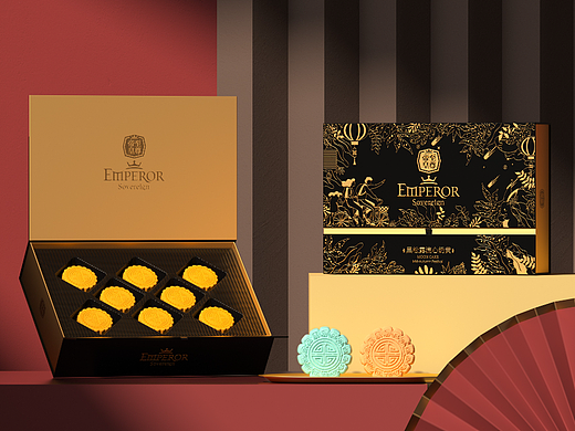 巨灵设计｜帝皇至尊高贵黑烫金月饼礼盒