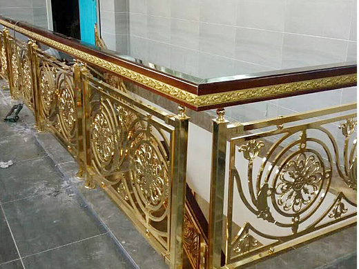 镶花铜扶手-别墅雕刻楼梯护栏定制