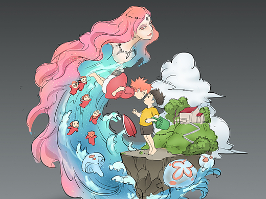 手办设计——宫崎骏系列01  悬崖上的金鱼姬