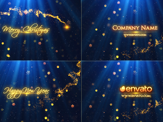 AE模板 | 金色烟花雪花动态简单标题介绍圣诞祝福