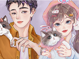 没有人能拒绝粘人的小猫咪/水彩情侣头像
