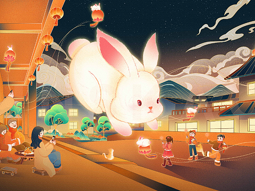 兔年插畫（二）——遇見（個人主頁-ZNjE5NzE5MTY=） - 商業(yè)插畫 - 站酷設(shè)計師云汜_winskace原創(chuàng)素材 - 站酷ZCOOL